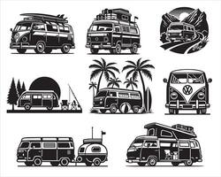 Retro Camper Van Graphics for Logo Concepts vector