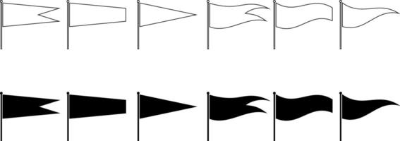 Triangular Tapering Triangular swallowtail pennant icon set vector