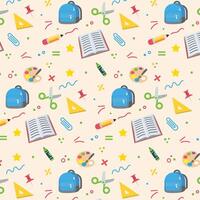 Hand drawn pattern of back to school elements education concept vector