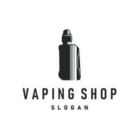 vape logo silhouette design simple vintage retro old concept vape accessories shop with smoke illustration vector