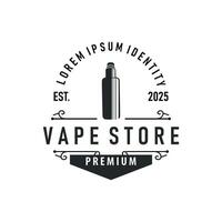 vape logo silhouette design simple vintage retro old concept vape accessories shop with smoke vector