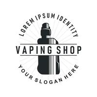 vape logo silhouette design simple vintage retro old concept vape accessories shop with smoke illustration symbol brand business or product vector