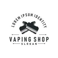 vape logo silhouette design simple vintage retro old concept vape accessories shop with smoke template symbol brand business or product vector