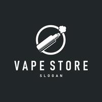 vape logo silhouette simple vintage retro old concept vape accessories shop with smoke illustration template symbol brand business or product vector