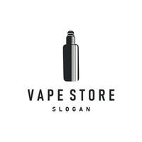 vape logo simple vintage retro old concept vape accessories shop with smoke illustration template symbol brand business or product vector