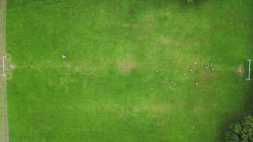 Top View of Active Soccer Match from Drone video