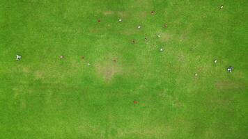 Drone Aerial Shot of Soccer Game in Progress video