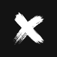 Abstract white X shape formed by two intersecting brushstrokes, set against a clean black backdrop vector