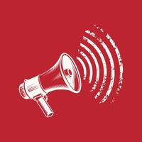 Grungy illustration of a megaphone broadcasting sound vector
