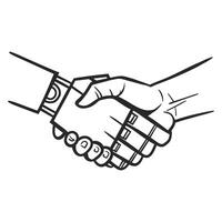 Symbolic gesture of agreement or connection between human and artificial intelligence vector
