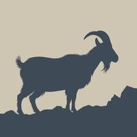 Silhouette of a goat standing on rocky terrain vector