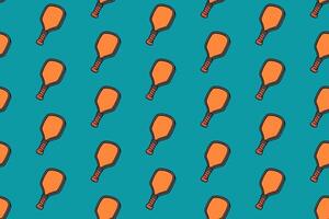 pickleball paddle colorful pattern on blue background. doodle pickleball bat object symbol seamless pattern background. pickleball racket seamless pattern for pickleball sport merchandise vector