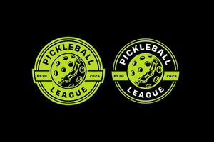 pickleball ball retro vintage badge logo design collection set for pickleball sport club, tournament and merchandise vector