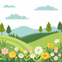 Lush Meadow with Wildflowers vector