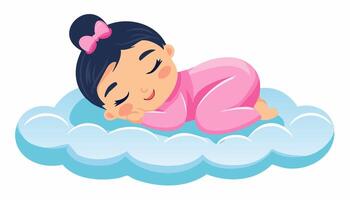 newborn napping on a fluffy cloud vector
