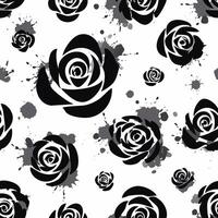 Seamless pattern Abstract Ink Blot Roses vector