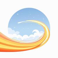 Abstract sky with glowing flame trails vector