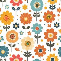 Seamless pattern Mid-Century Abstract Blooms vector