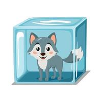 Wolf in the ice cube vector