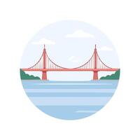 Foggy Bridge Over Calm Waters vector