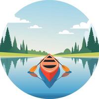 Canoe on a Mirror-Calm River vector