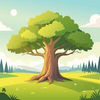 Ancient Tree in a Sunlit Clearing vector