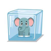 Elephant in the ice cube vector