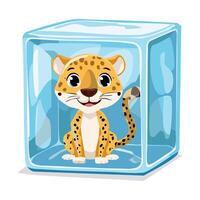 Cheetah in the ice cube vector