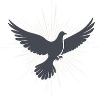 Silhouette Dove with Rays vector