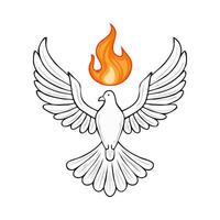 Line Art of a Dove and Flame vector
