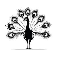 peacock with feathers made of paintbrush strokes vector