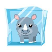 Rhino in the ice cube vector
