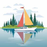 Sailing Boat on a Glassy Lake vector