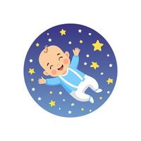 Dreaming Baby Floating in a Starry Sky vector