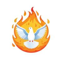 dove surrounded by soft flames vector