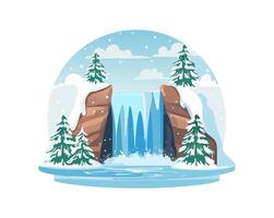 Frozen Waterfall in a Winter Wonderland vector