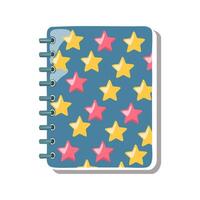 notebook covered in star stickers vector