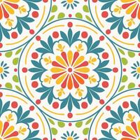 Seamless pattern Mosaic Tile Florals vector