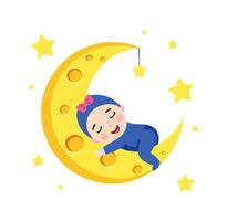 Baby Sleeps on the Moon vector