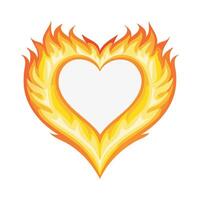 Fire forming a glowing heart shape vector