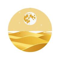 Golden Desert Under a Full Moon vector