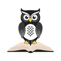 wise owl perched on an open book vector
