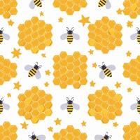 Seamless pattern Honeycomb and Bees vector
