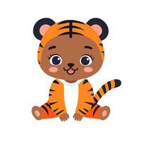 cute Baby Wearing Tiger Clothes vector