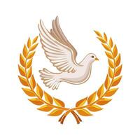 Dove and Olive Branch with Flame Border vector
