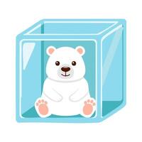 Polar Bear in the ice cube vector
