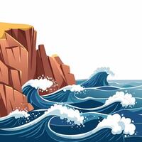 Waves Crashing Against Rocky Cliffs vector