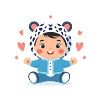 cute Baby Wearing Snow Leopard Clothes vector