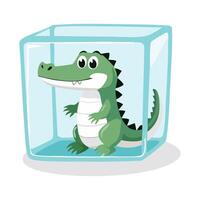 Crocodile in the ice cube vector