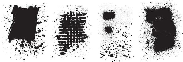 Grunge Ink Splatter and Abstract Brush Stroke Texture Set, Chaotic Paint Blots and Fragmented Effects for Urban Design vector